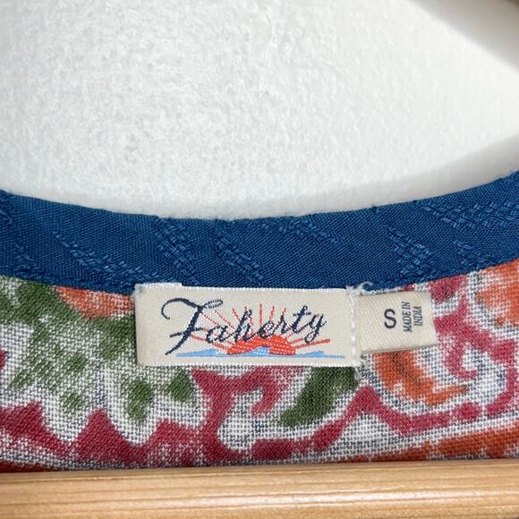 FAHERTY Bemiini Dress Blue Multi Floral Western Drop Waist {3H54} - Picture 4 of 6